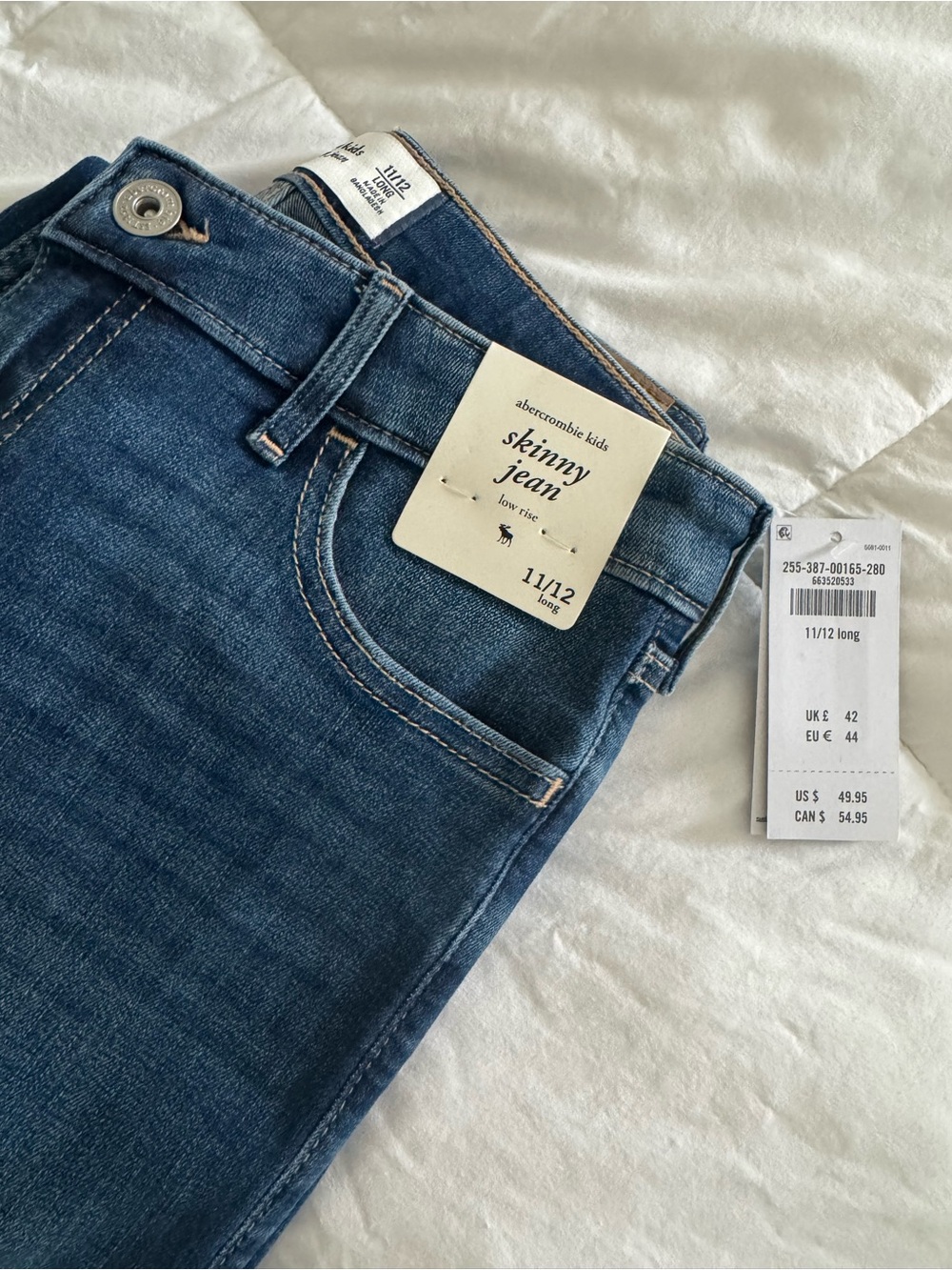 abercrombie Girls 11/12 Long Dark Blue Skinny Jeans